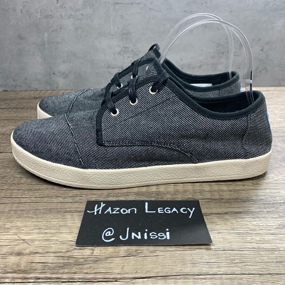 ‎TOMS~Women’s~”Paseo” Black Twill Chambray  Lace Up Sneakers~Size 8.5